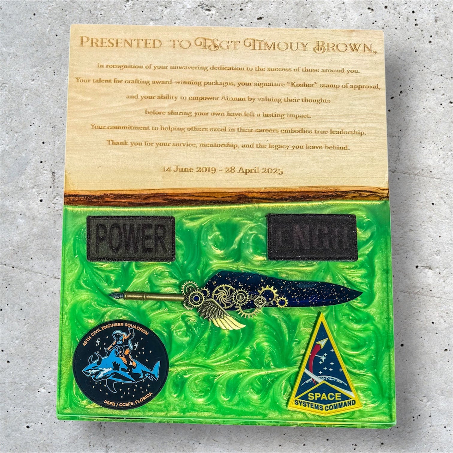 USAF relocation plaque