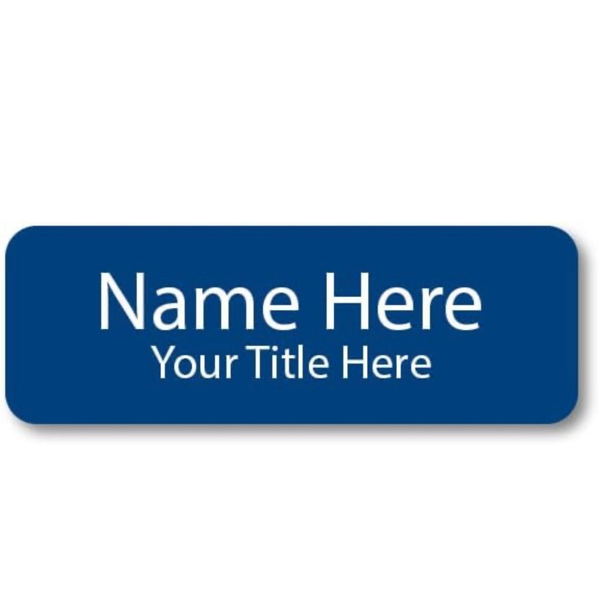 blue and white name tag